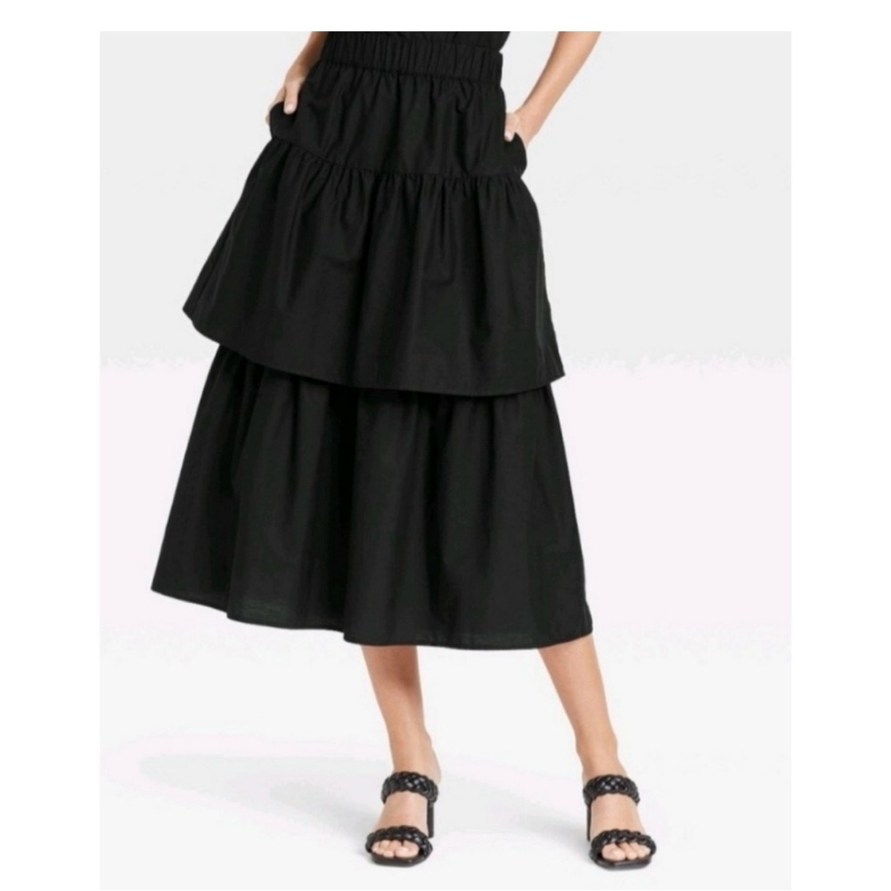Who What Wear Elegant Black Layers Women's Skirt
